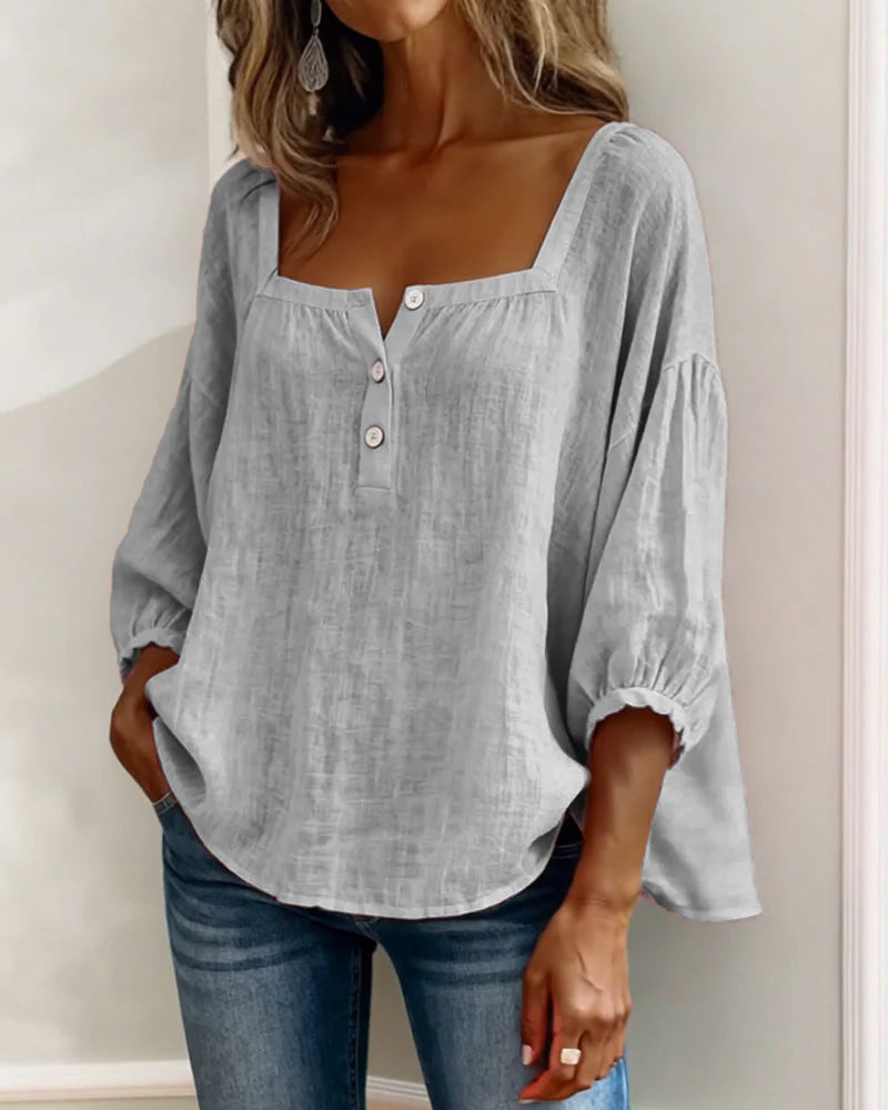 Rosie | Square Neck Button Blouse