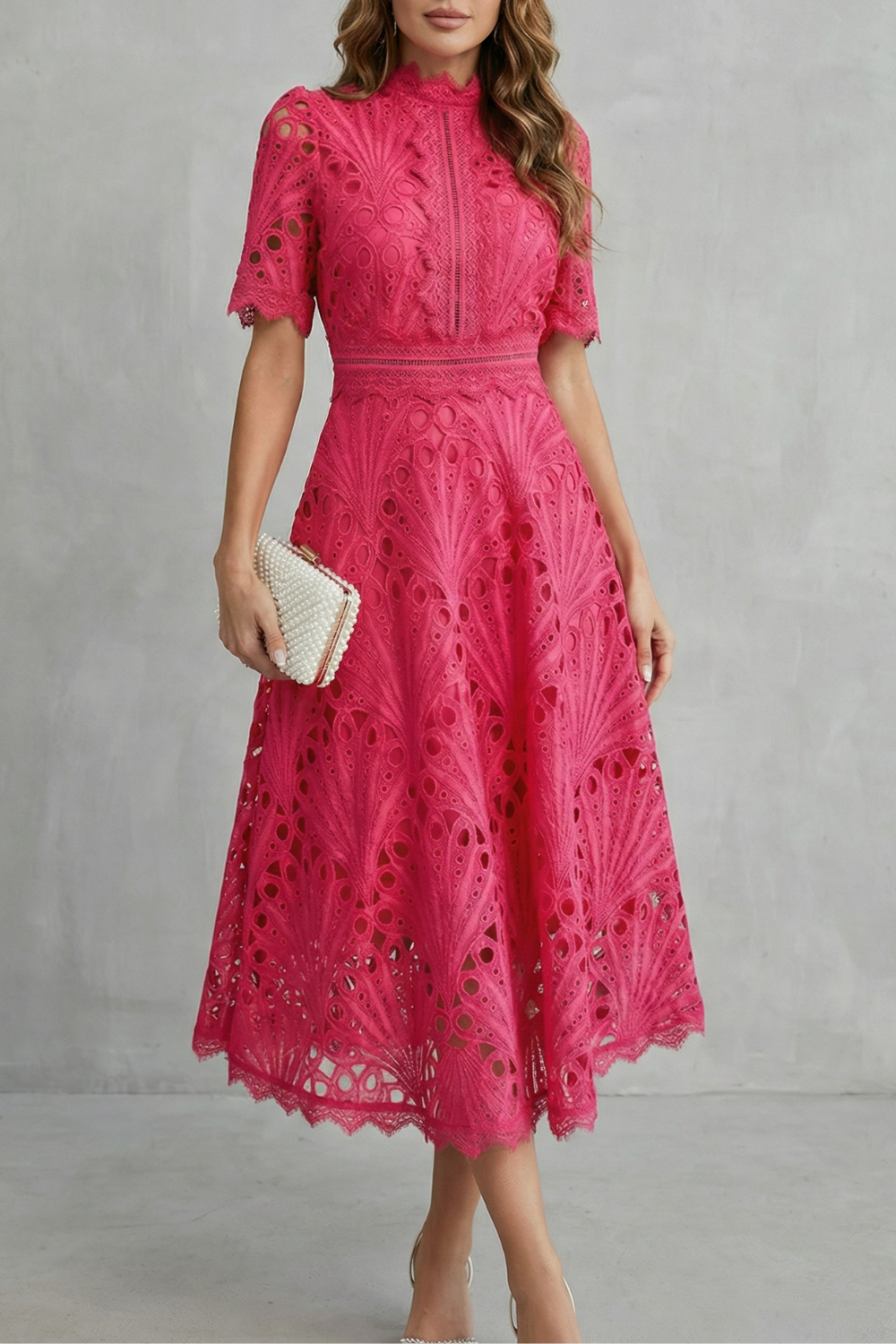Rosalind | Cutwork Lace Midi Dress