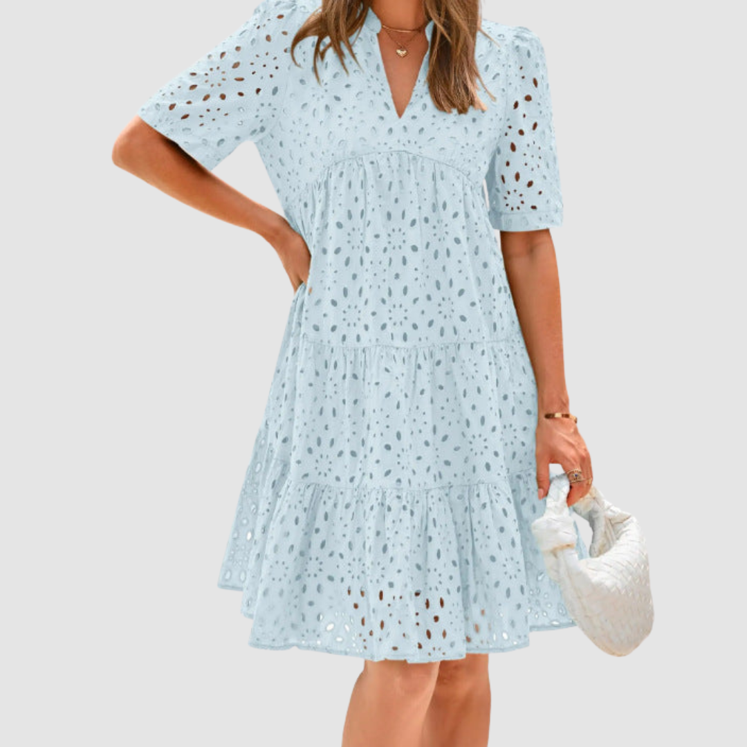 Cecily | Broderie Anglaise Tiered Midi Dress