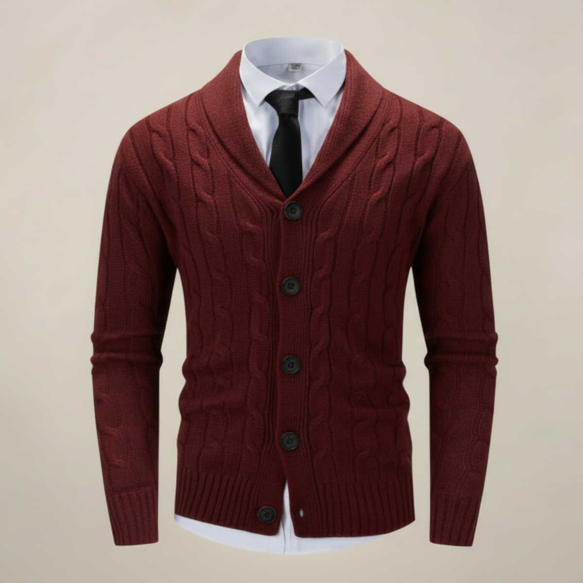 Men’s Shawl Collar Cardigan – Chunky Knit Sweater for Smart Casual & Winter Wear