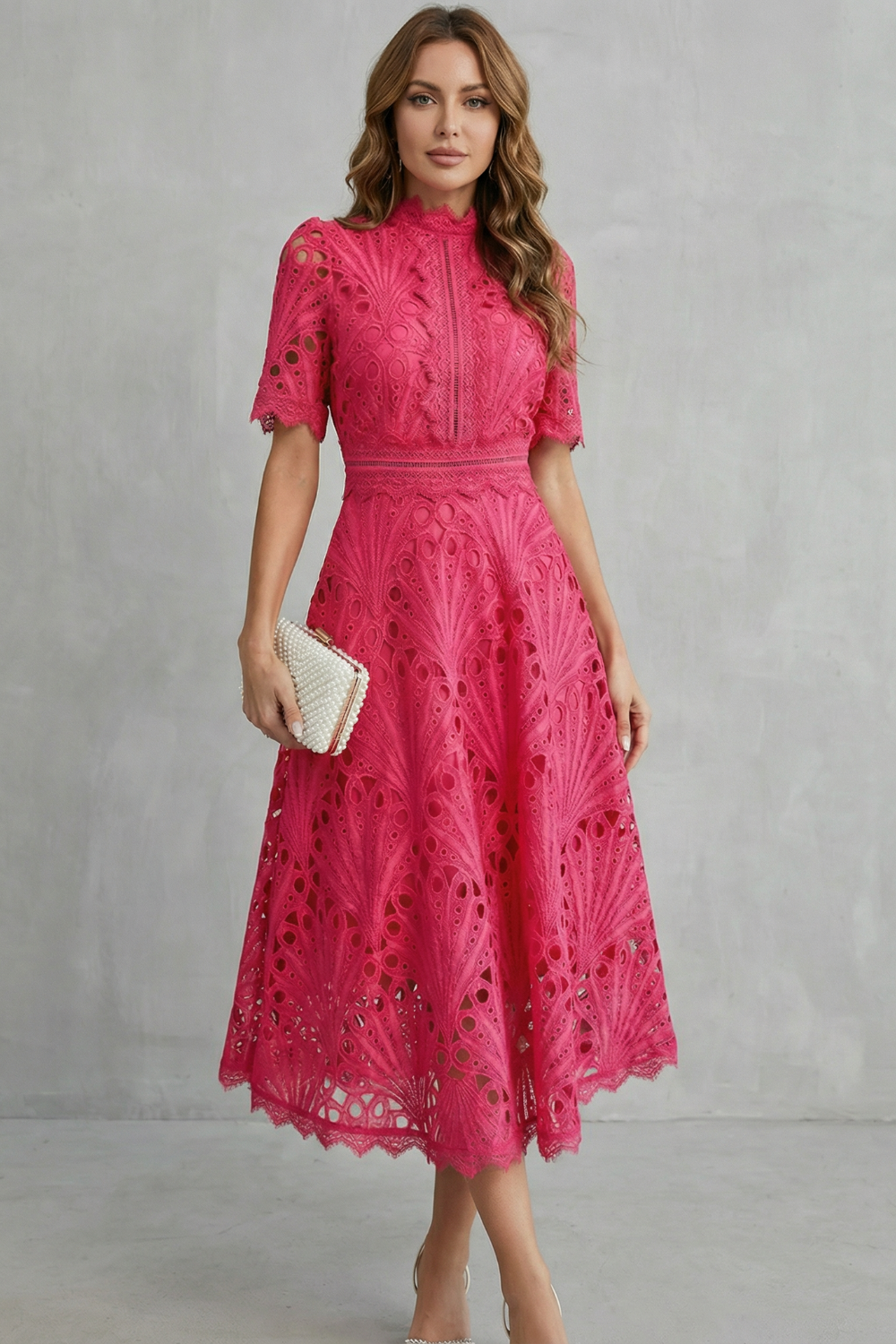 Rosalind | Cutwork Lace Midi Dress