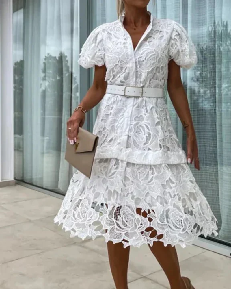 Roselyn | Floral Lace Midi Dress