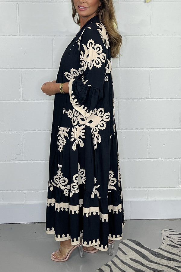 Floral Print Maxi Dress Lightweight Cotton Blend