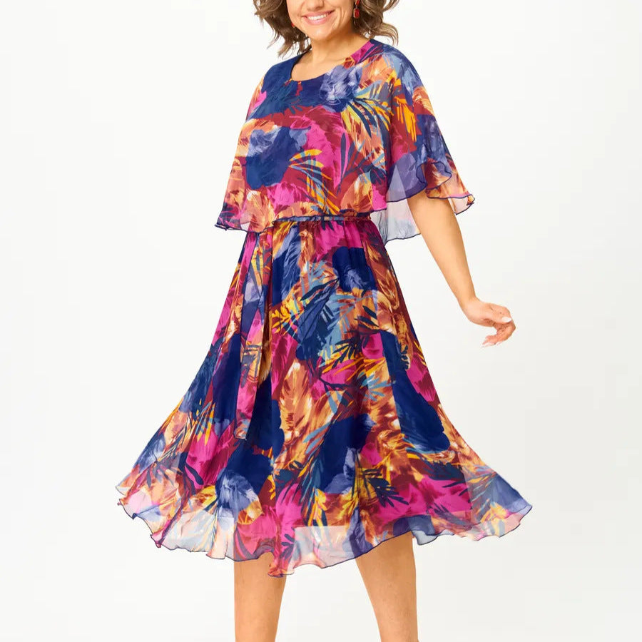 Sylvia | Vibrant Chiffon Midi Dress