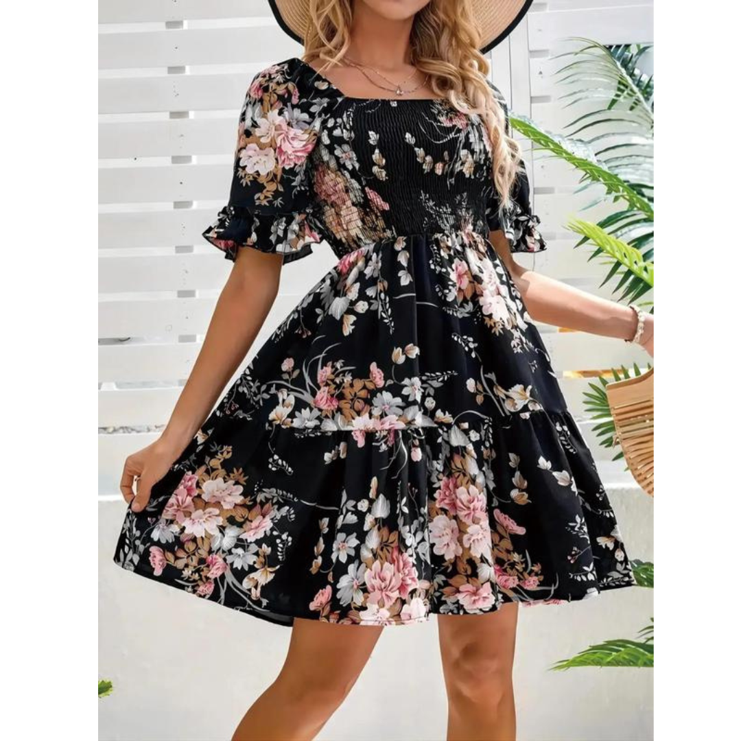 Emily | Boho Chic Floral Smocked Dress