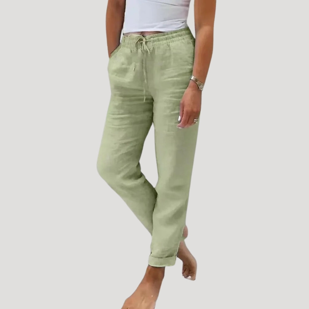Evelyn | Casual Cotton-Linen Drawstring Lightweight Trousers