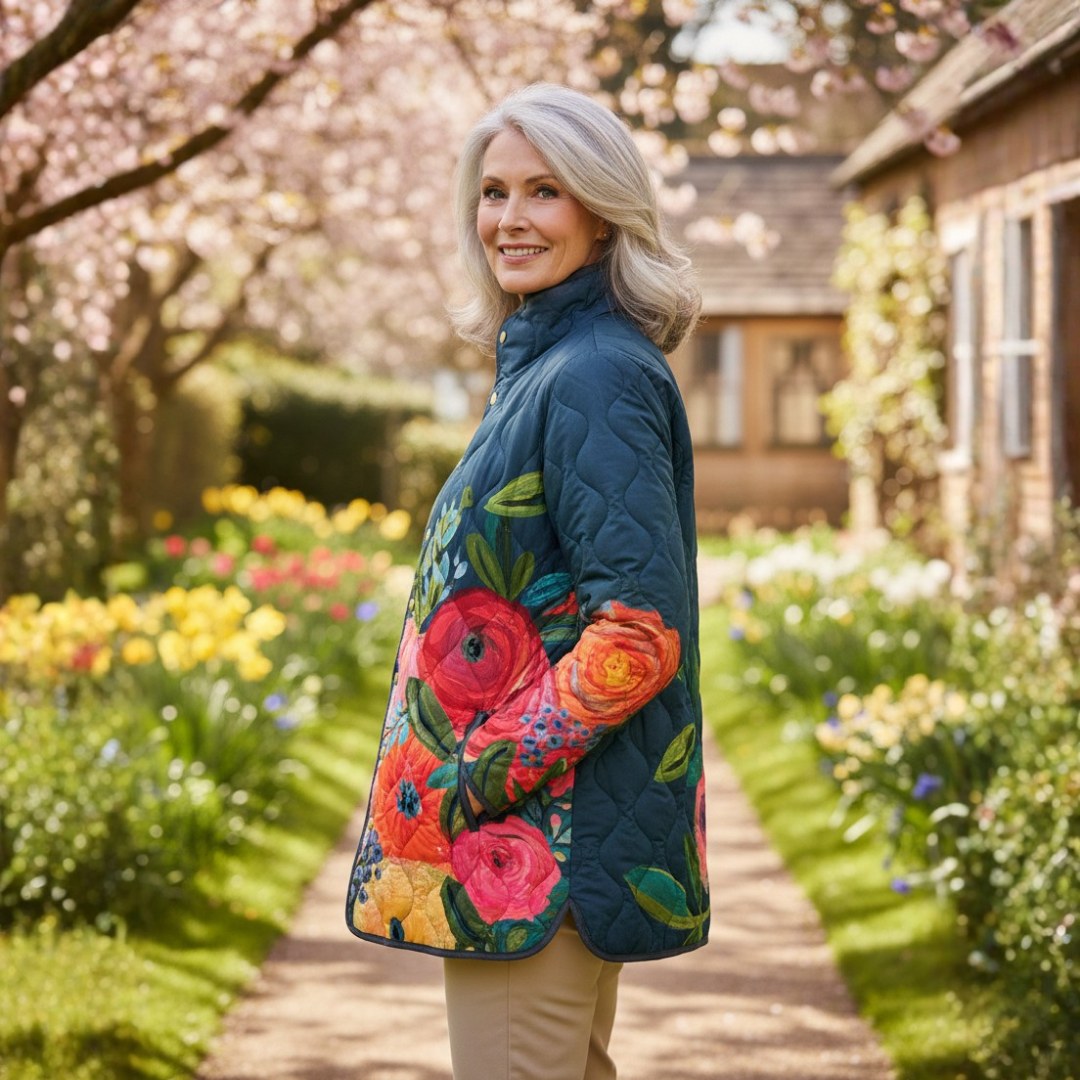 Amaya | Vintage Floral Print Quilted Jacket