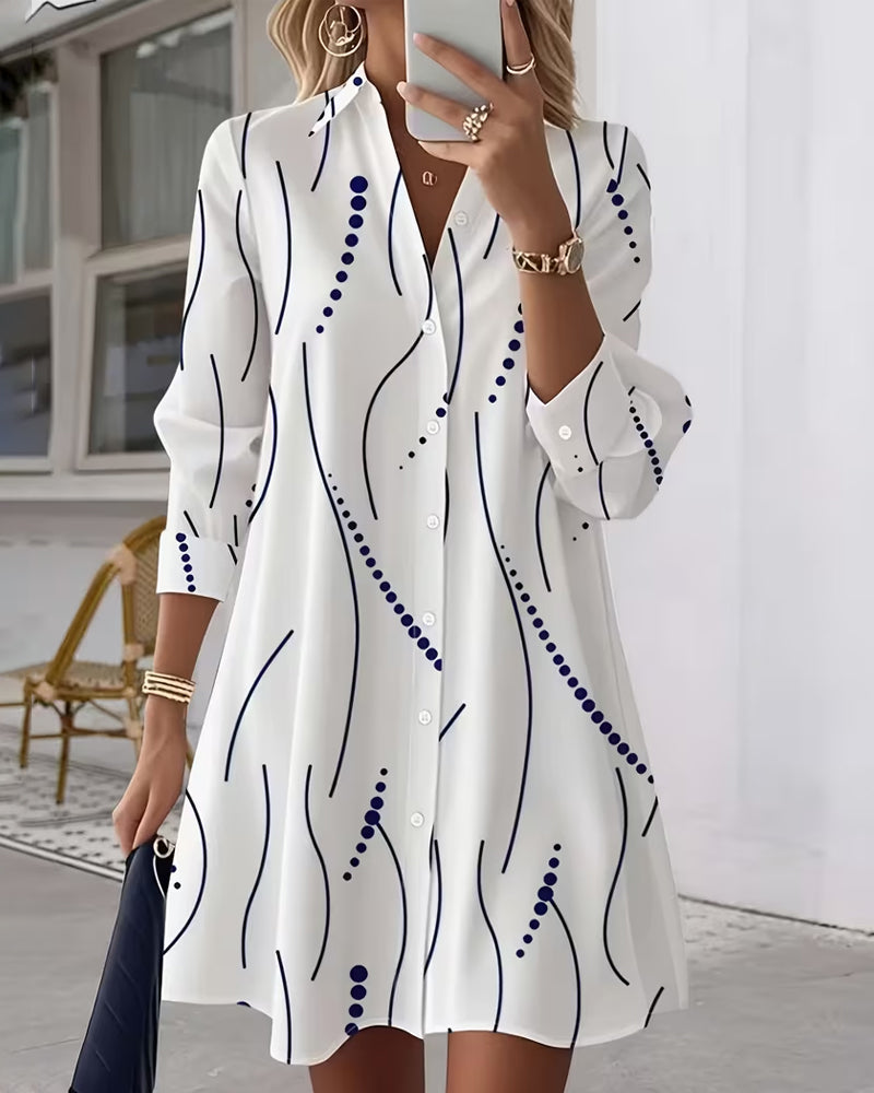 Claudia | Elegant Printed Shirt Dress