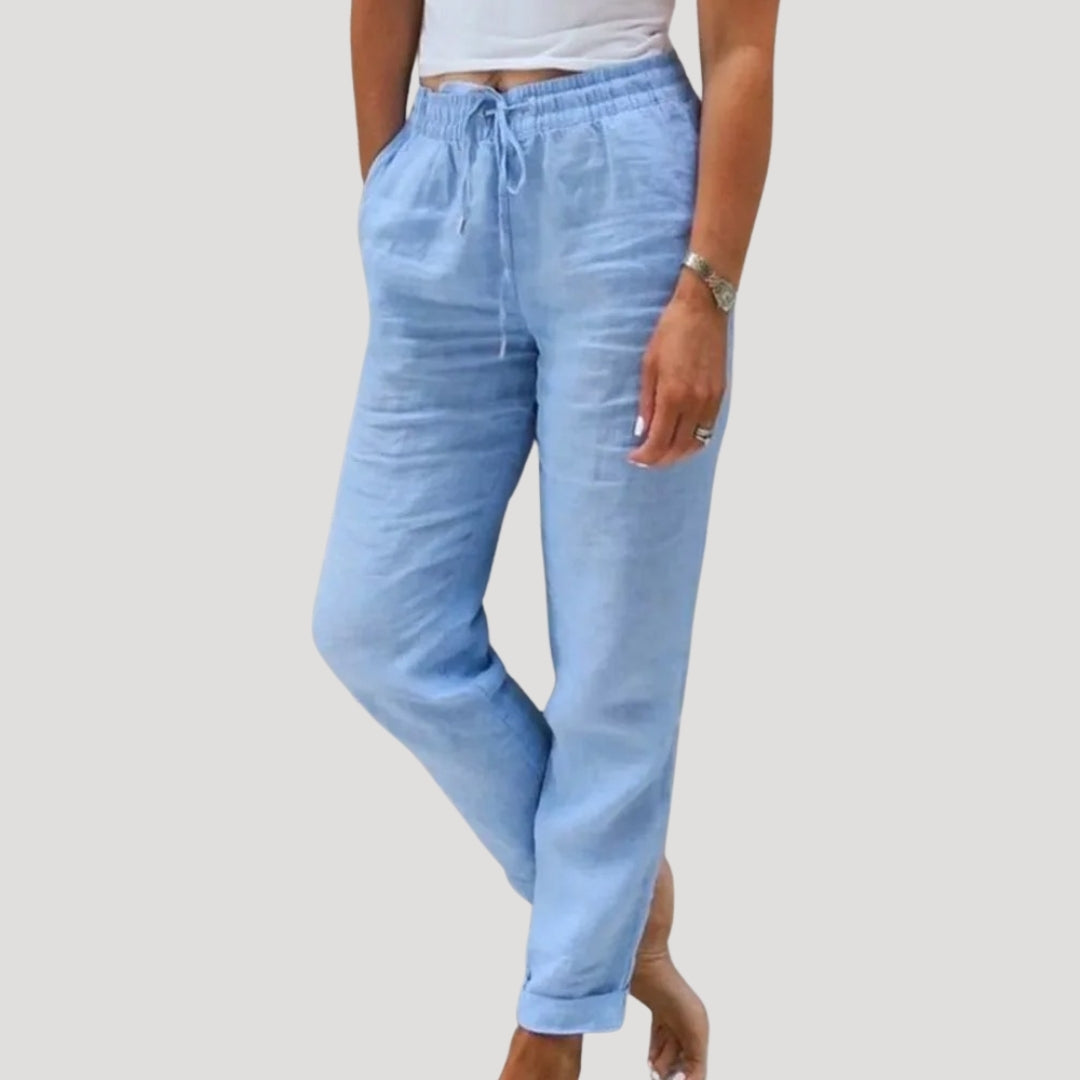 Evelyn | Casual Cotton-Linen Drawstring Lightweight Trousers