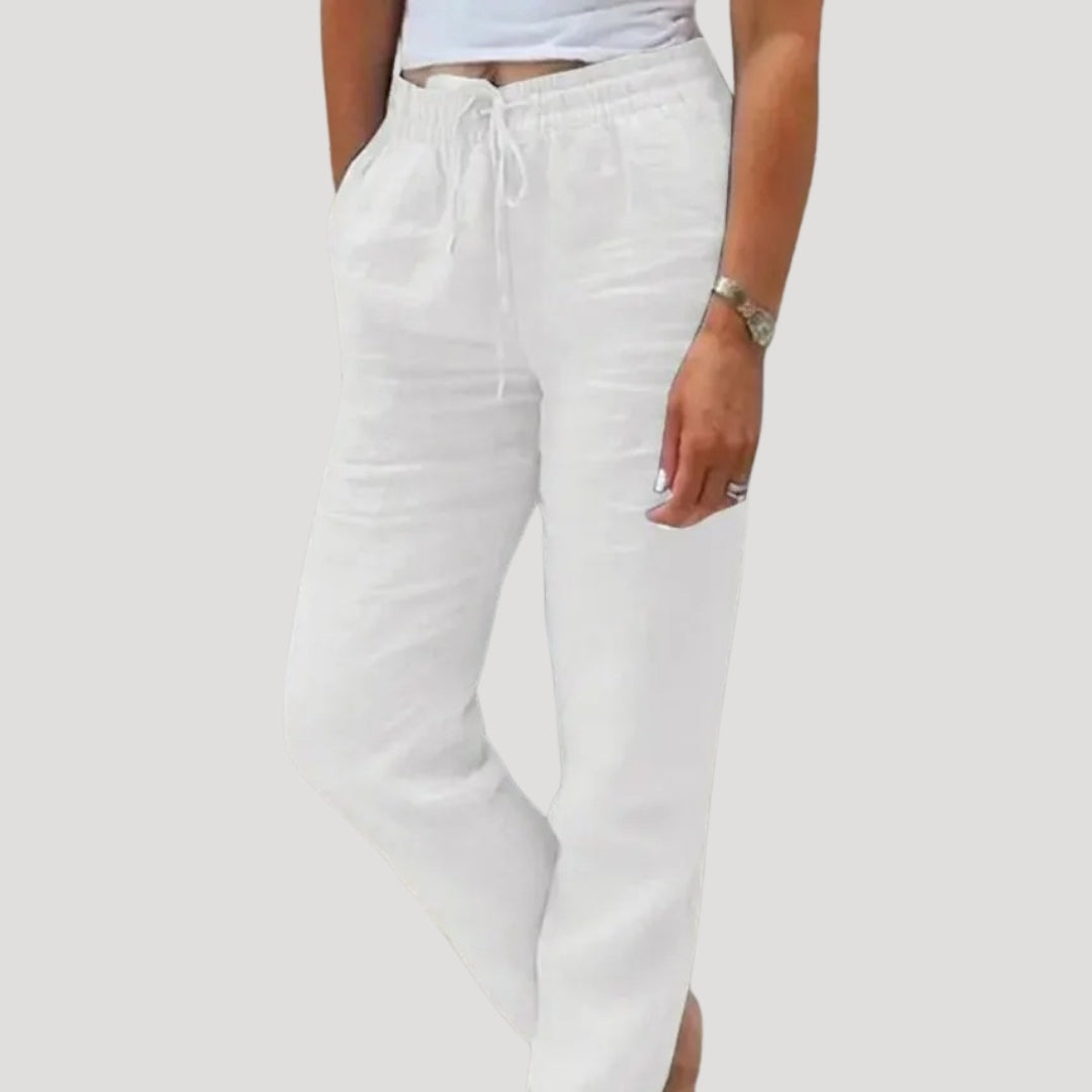 Evelyn | Casual Cotton-Linen Drawstring Lightweight Trousers