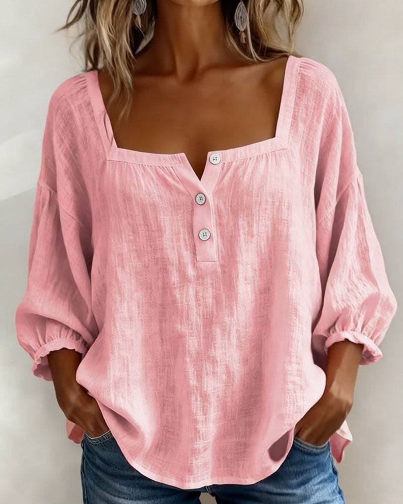 Rosie | Square Neck Button Blouse