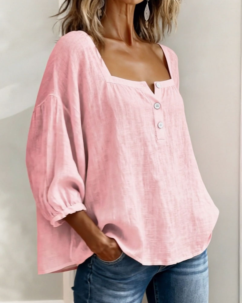 Rosie | Square Neck Button Blouse