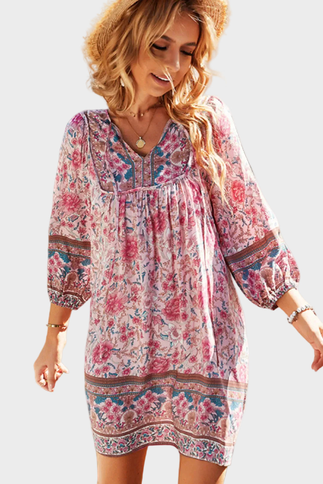 Primrose | Boho Floral Mini Dress