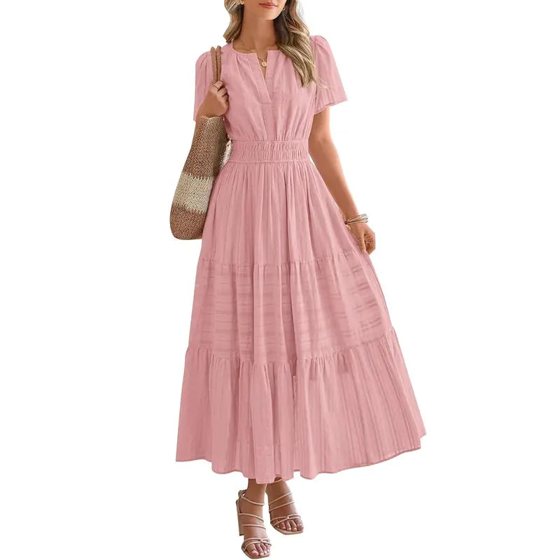 HELENA™ – Casual Summer V-Neck Maxi Dress