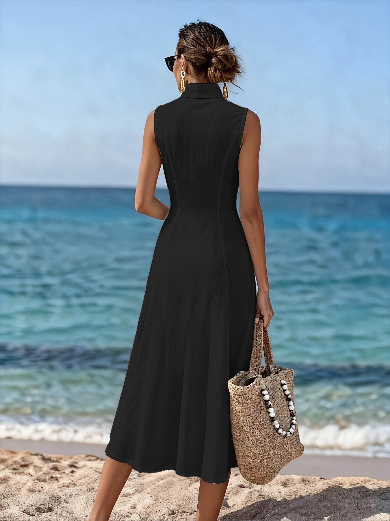 Simone | Button-Front Sleeveless Midi Dress
