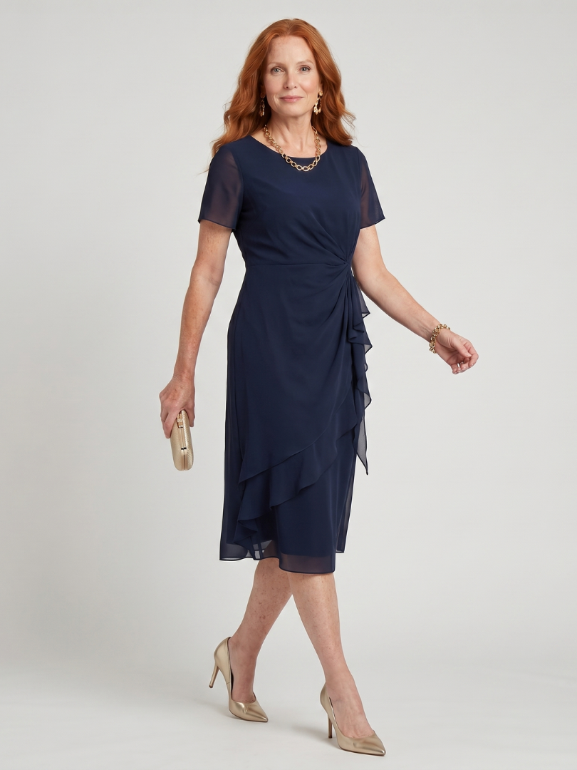 Scarlett | Chiffon Ruffle Midi Dress