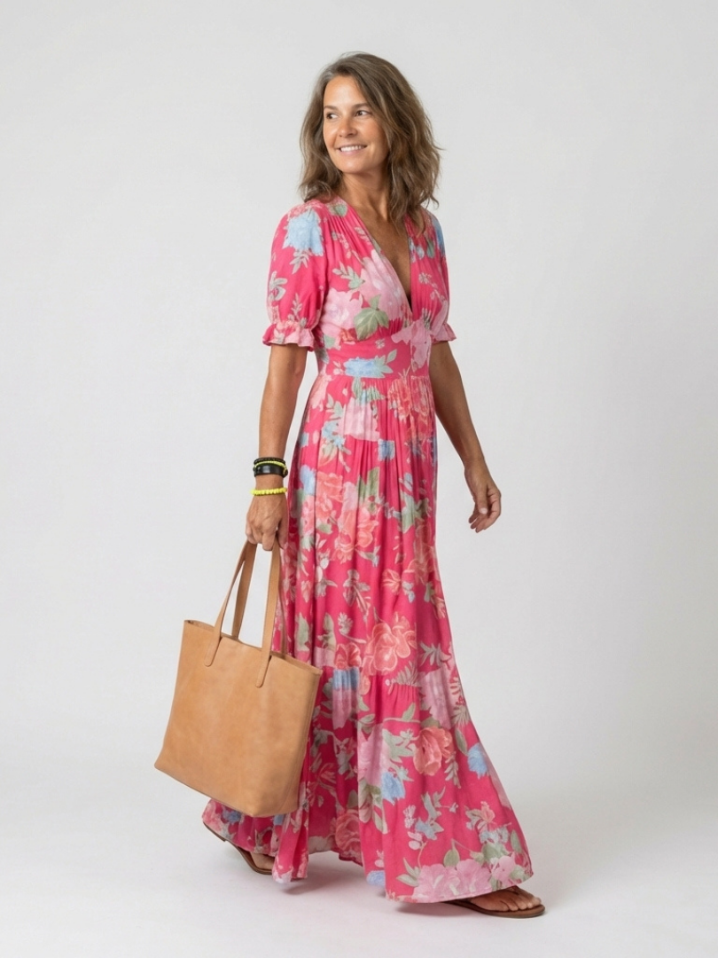 Penelope | Floral Print V-Neck Maxi Dress