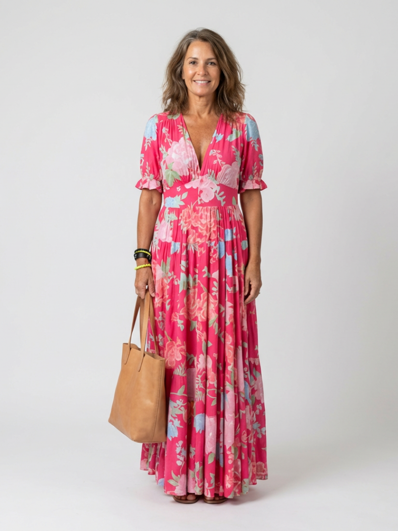 Penelope | Floral Print V-Neck Maxi Dress