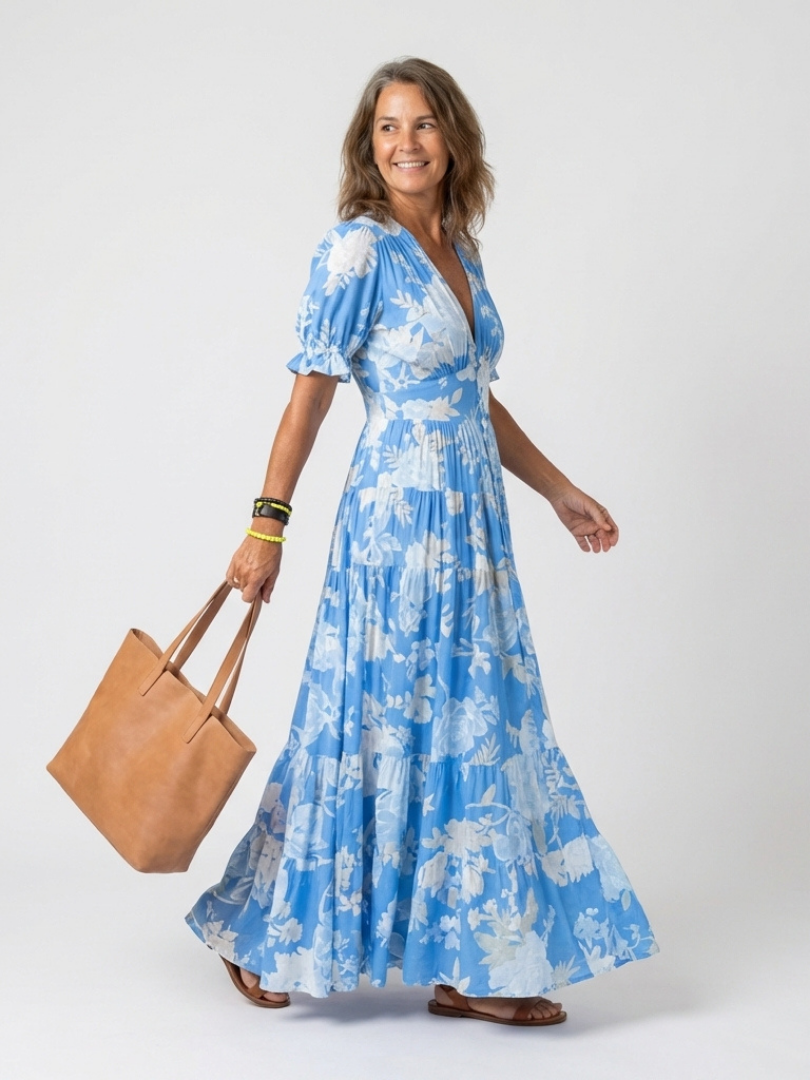 Penelope | Floral Print V-Neck Maxi Dress