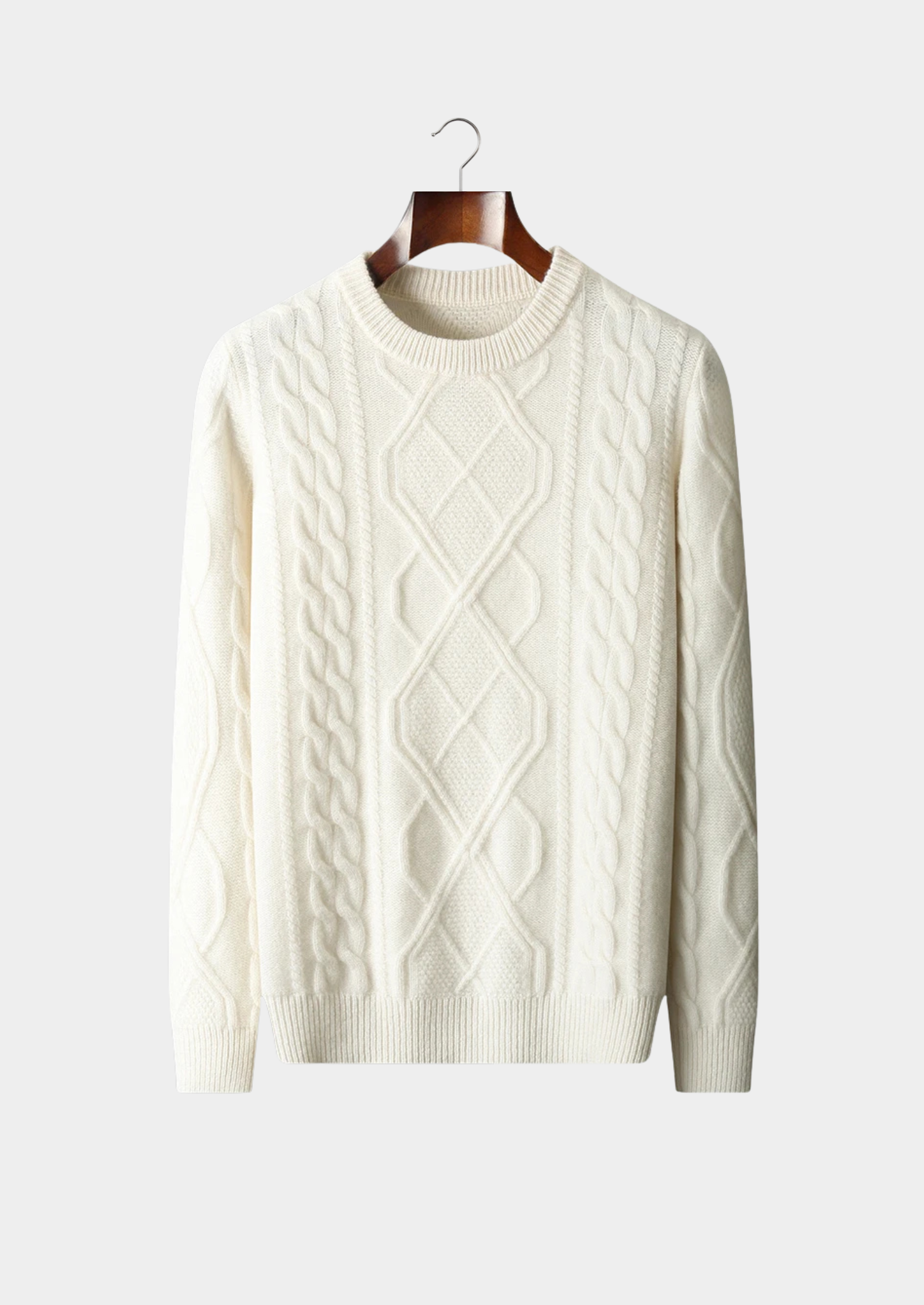 Men’s Cable Knit Crew Neck Sweater – Classic Winter Layer