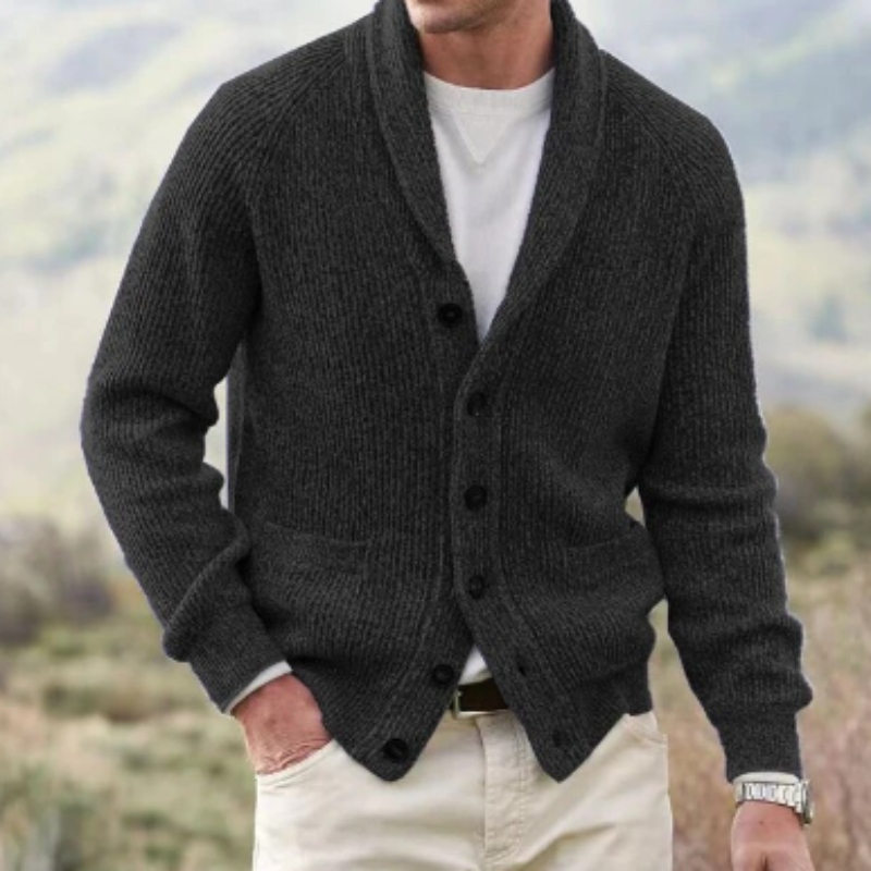Men’s Classic Knit Cardigan – Timeless Shawl Collar Sweater