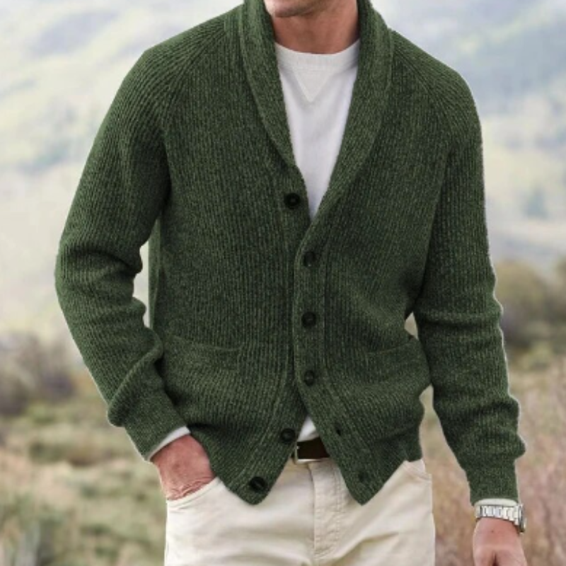Men’s Classic Knit Cardigan – Timeless Shawl Collar Sweater