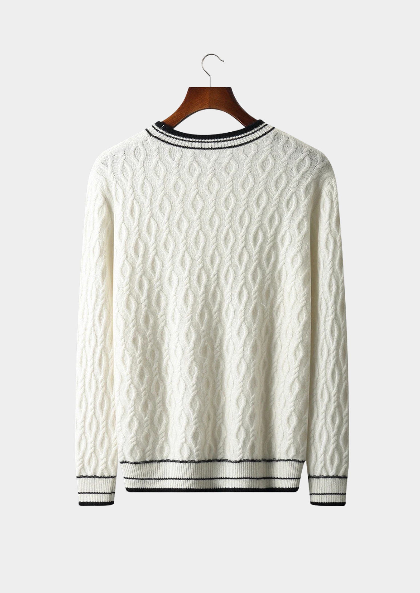 Men’s Crew Neck Sweater with Striped Trim – Refined Everyday Layer