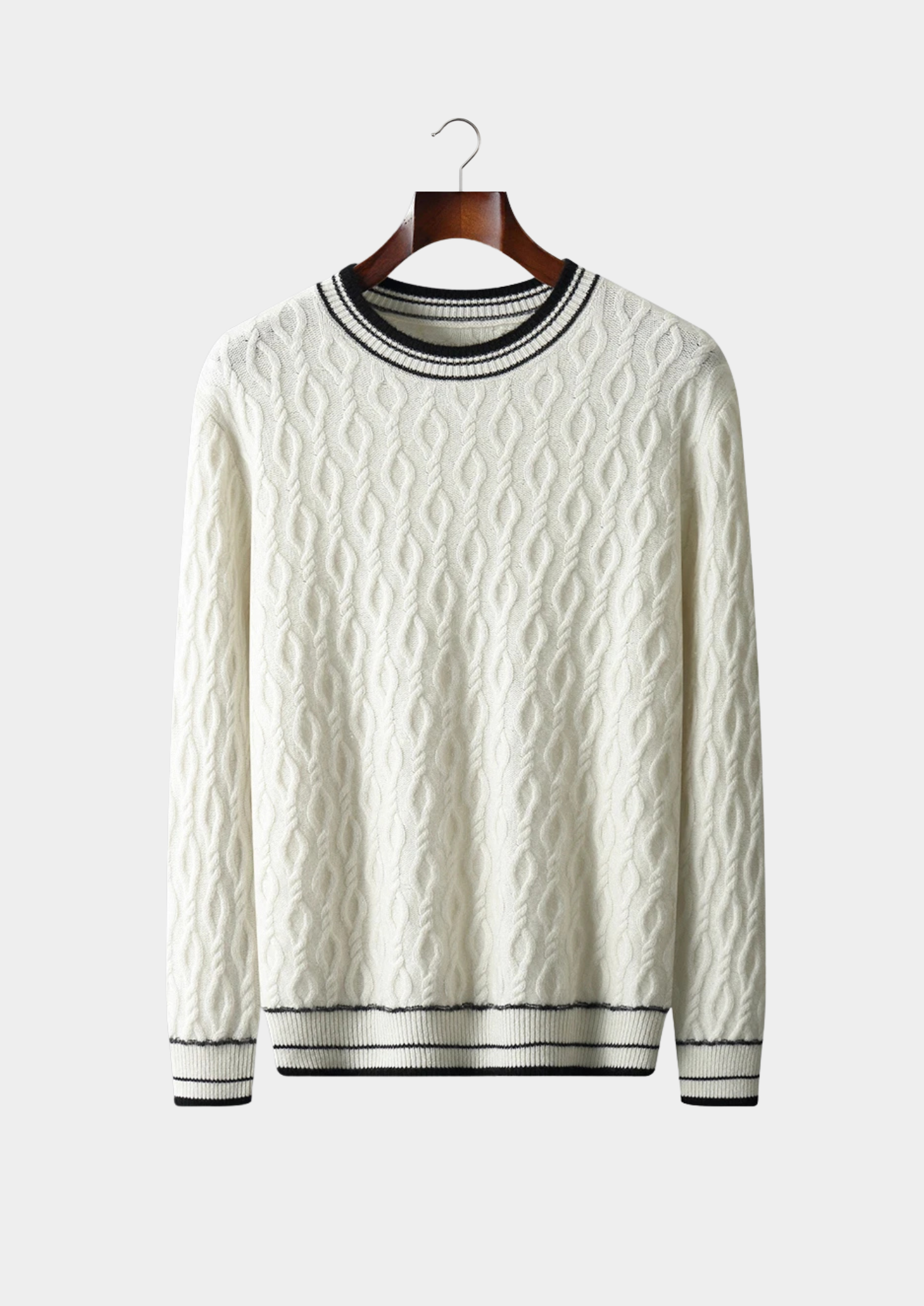 Men’s Crew Neck Sweater with Striped Trim – Refined Everyday Layer