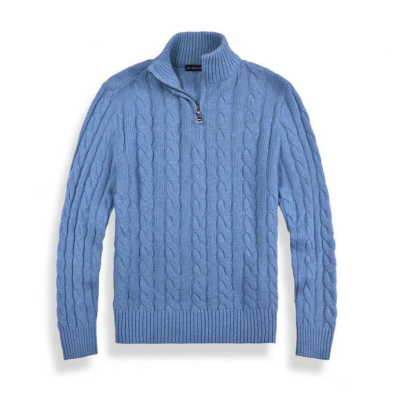 Men’s Half Zip Cable Knit Sweater – Classic Winter Layer