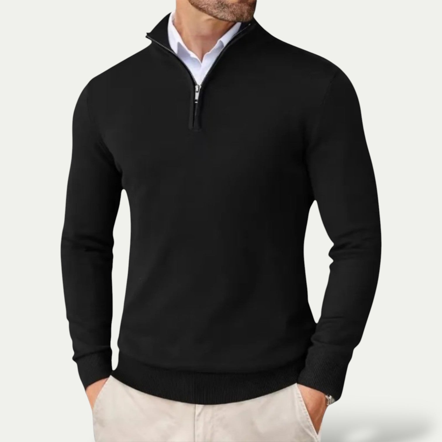 Men’s Half-Zip Pullover with Long Sleeves – All-Season Smart Casual Layer