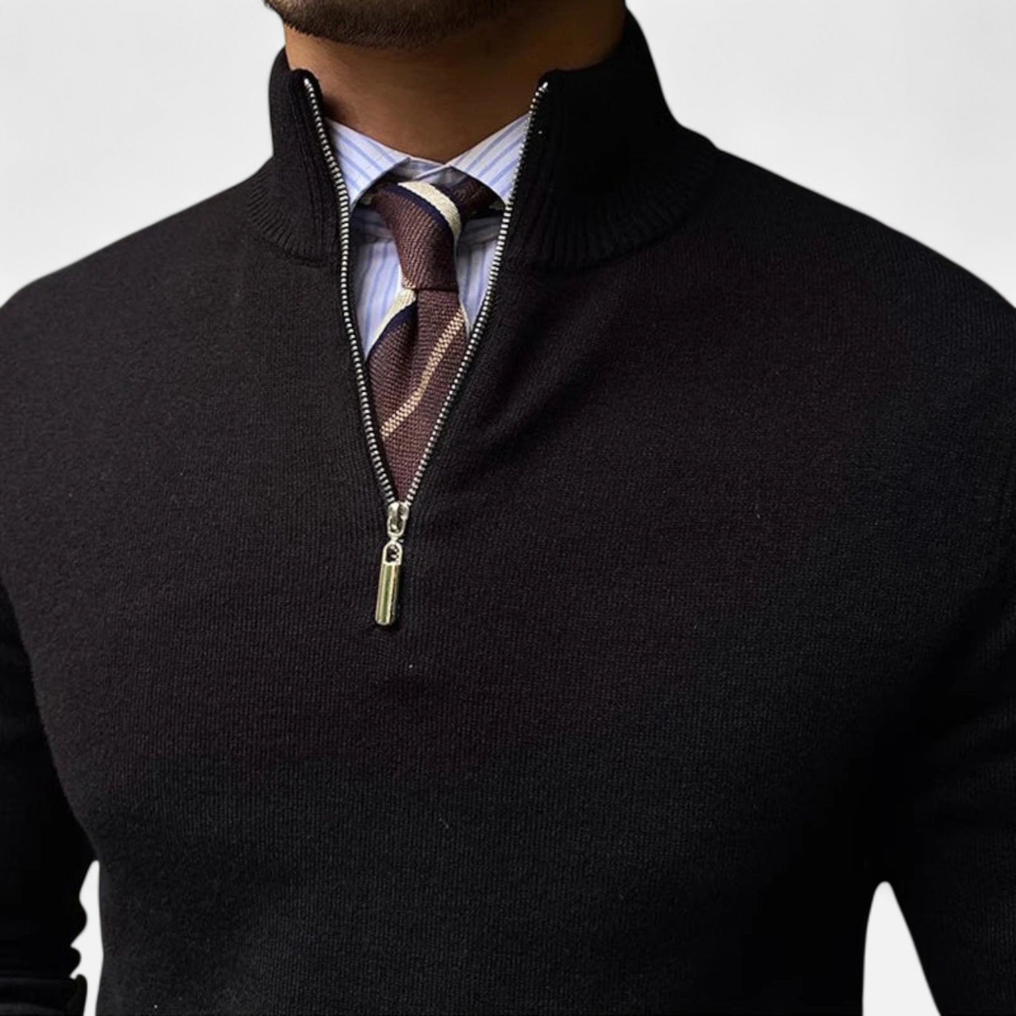 Men’s Half Zip Sweater – Classic Tailored Knit – Smart Casual Layer
