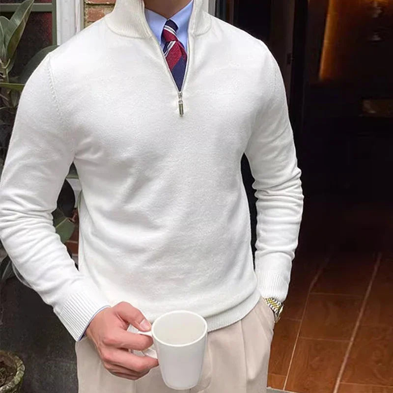 Men’s Half Zip Sweater – Smart Casual Autumn Winter Knit