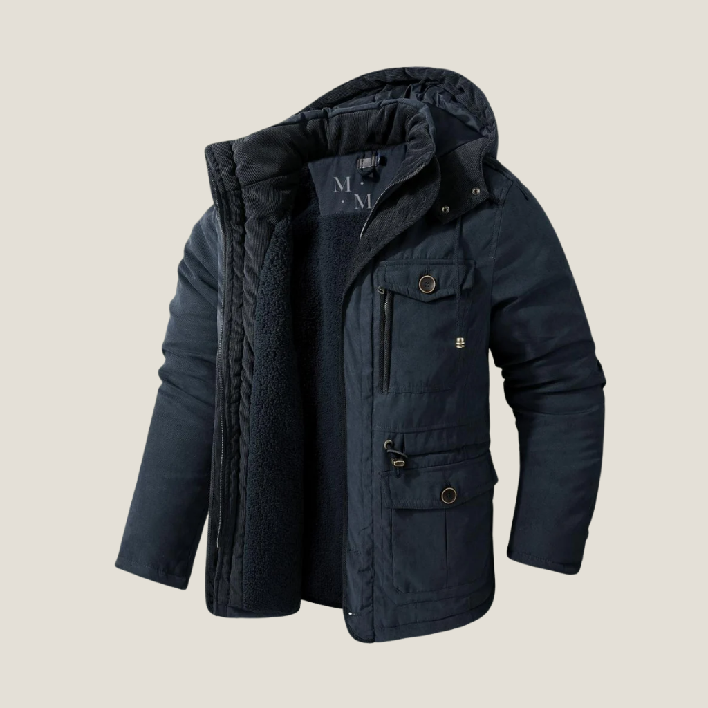 Men’s Hooded Winter Jacket – Insulated Parka Style with Multi-Pocket Design for Cold Weather Wear