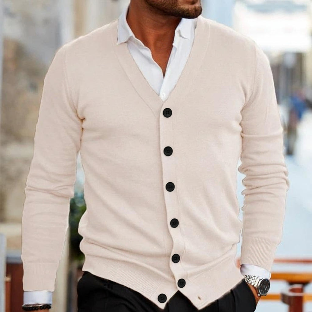 Men’s V-Neck Button Cardigan – Smart Casual Layer