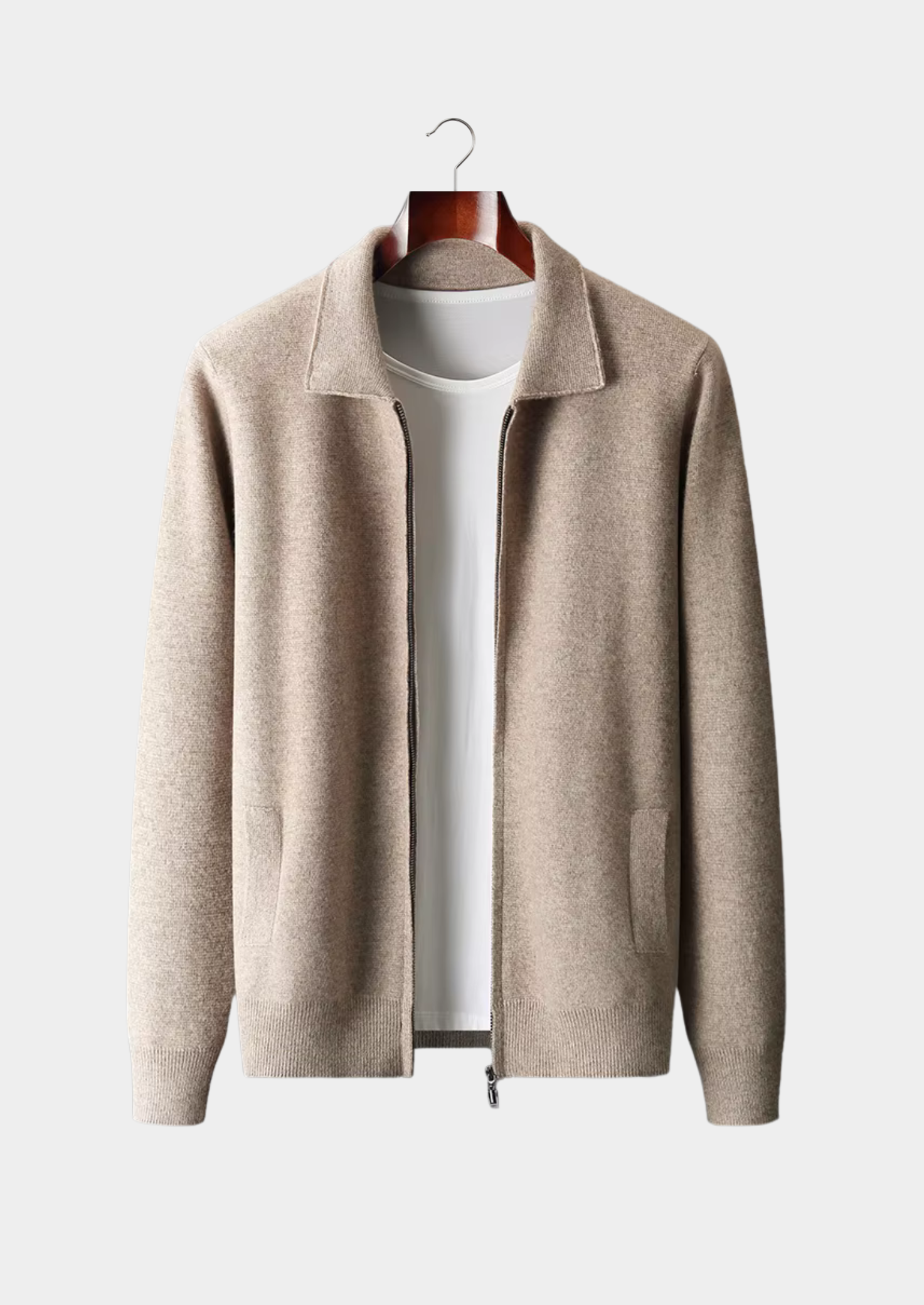 Men’s Zip-Up Cardigan Sweater with Collar – All-Season Smart Casual Layer
