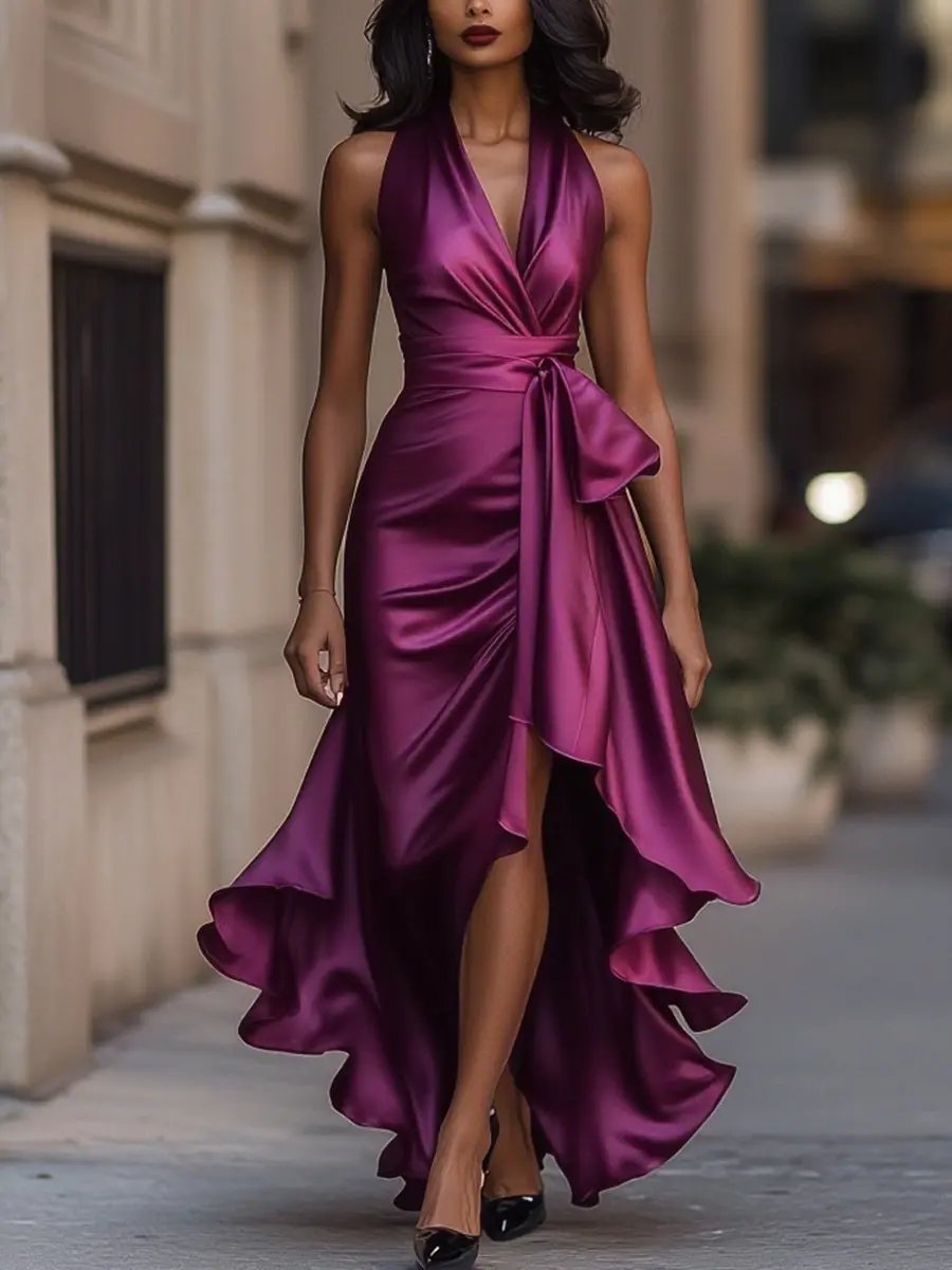 Gillian | Elegant Halter Maxi Dress