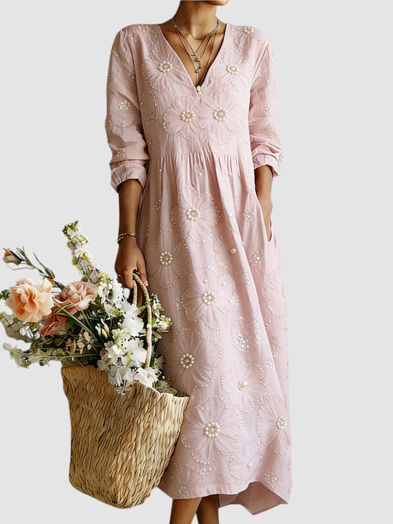Rosalie | Pearl Floral Midi Dress