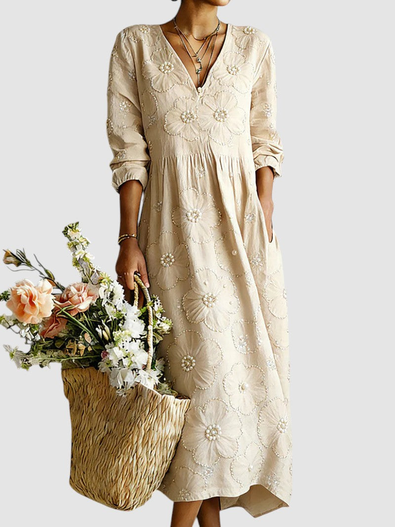 Rosalie | Pearl Floral Midi Dress
