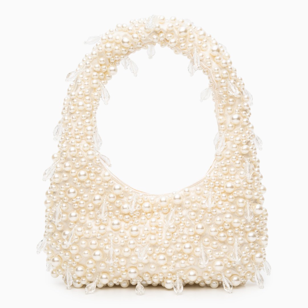 Pearl Bead Handbag – Sculpted Top-Handle – Structured Mini Design