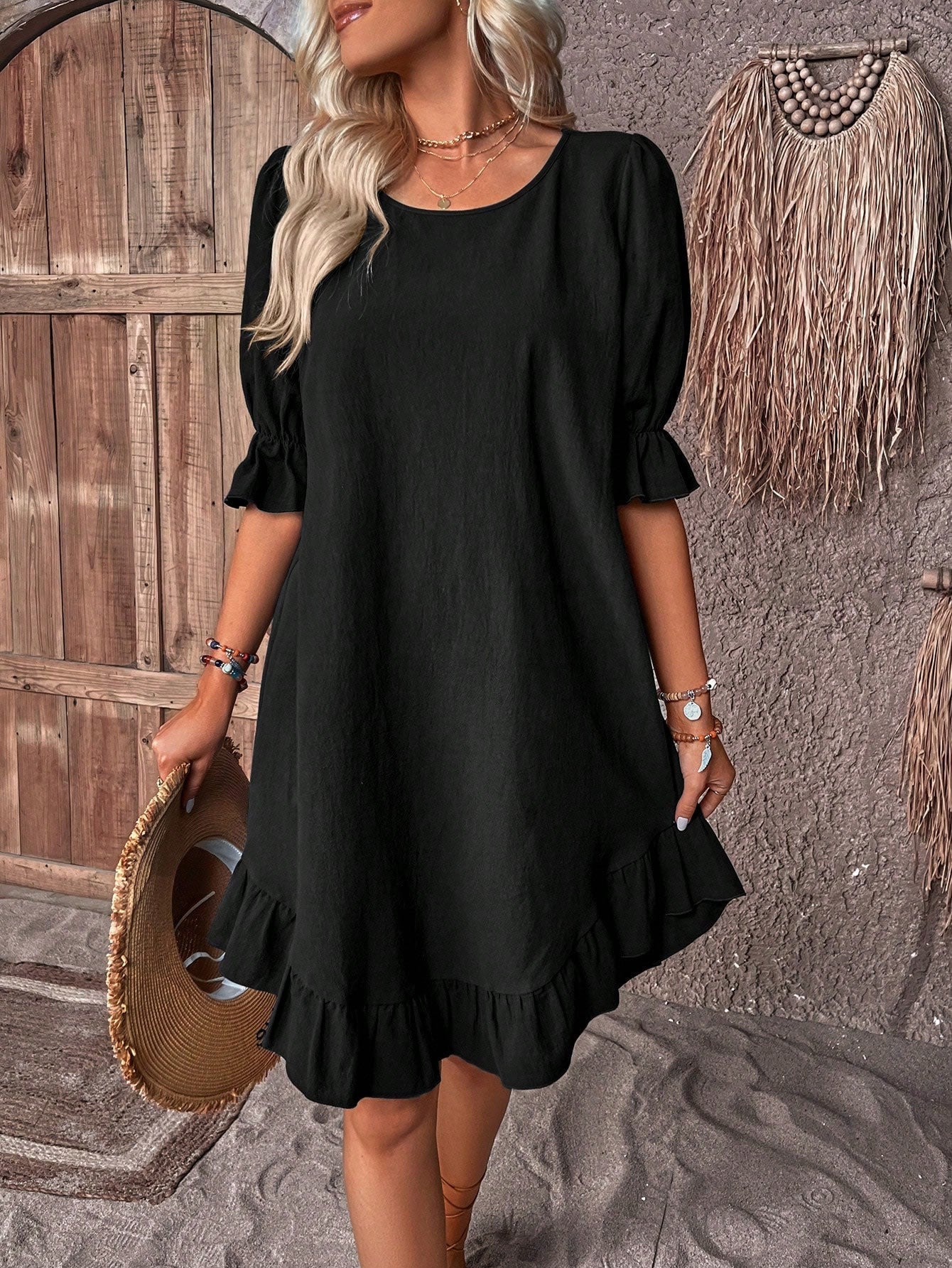 Venetia | Ruffle Hem Linen Mini Dress