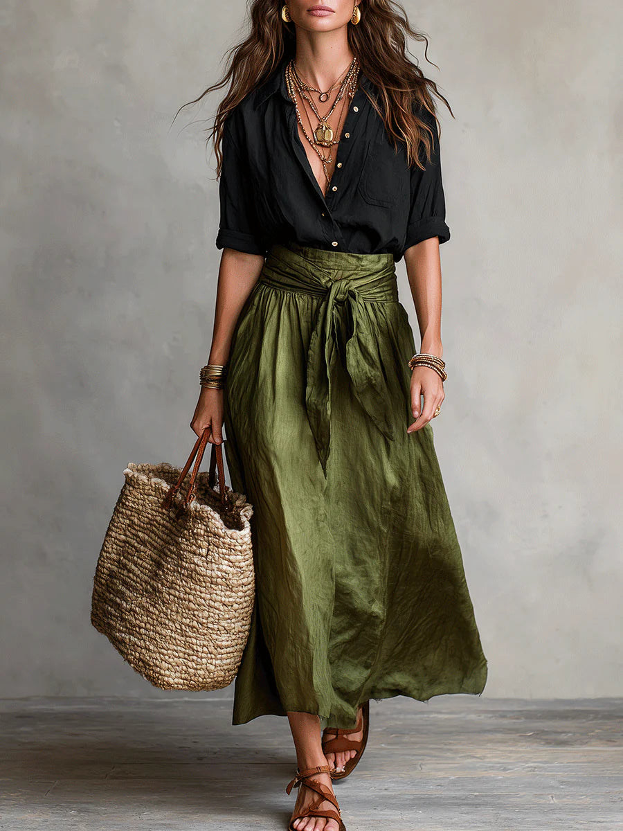 Sage | Shirt & Maxi Skirt Set