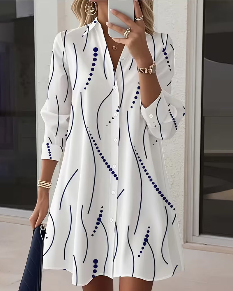 Claudia | Elegant Printed Shirt Dress