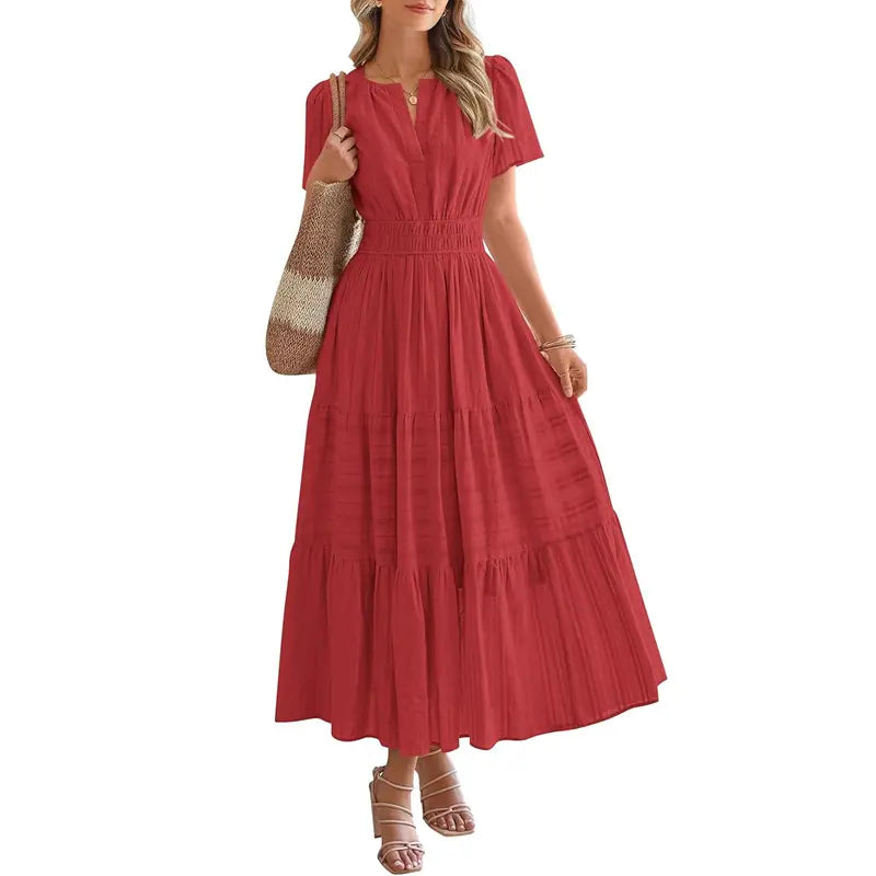 HELENA™ – Casual Summer V-Neck Maxi Dress