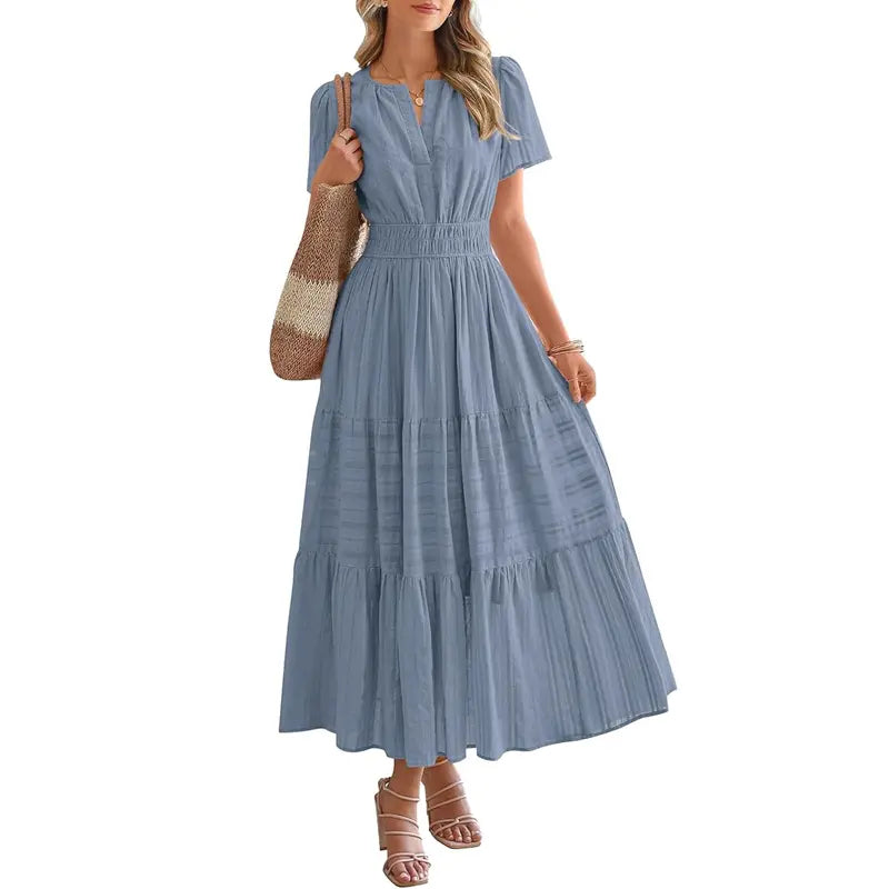 HELENA™ – Casual Summer V-Neck Maxi Dress