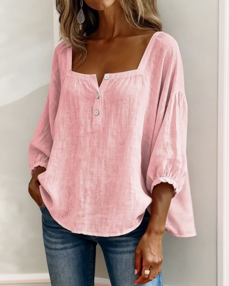 Rosie | Square Neck Button Blouse