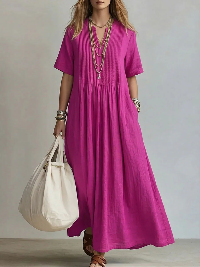 Sage | Linen Pintuck Maxi Dress