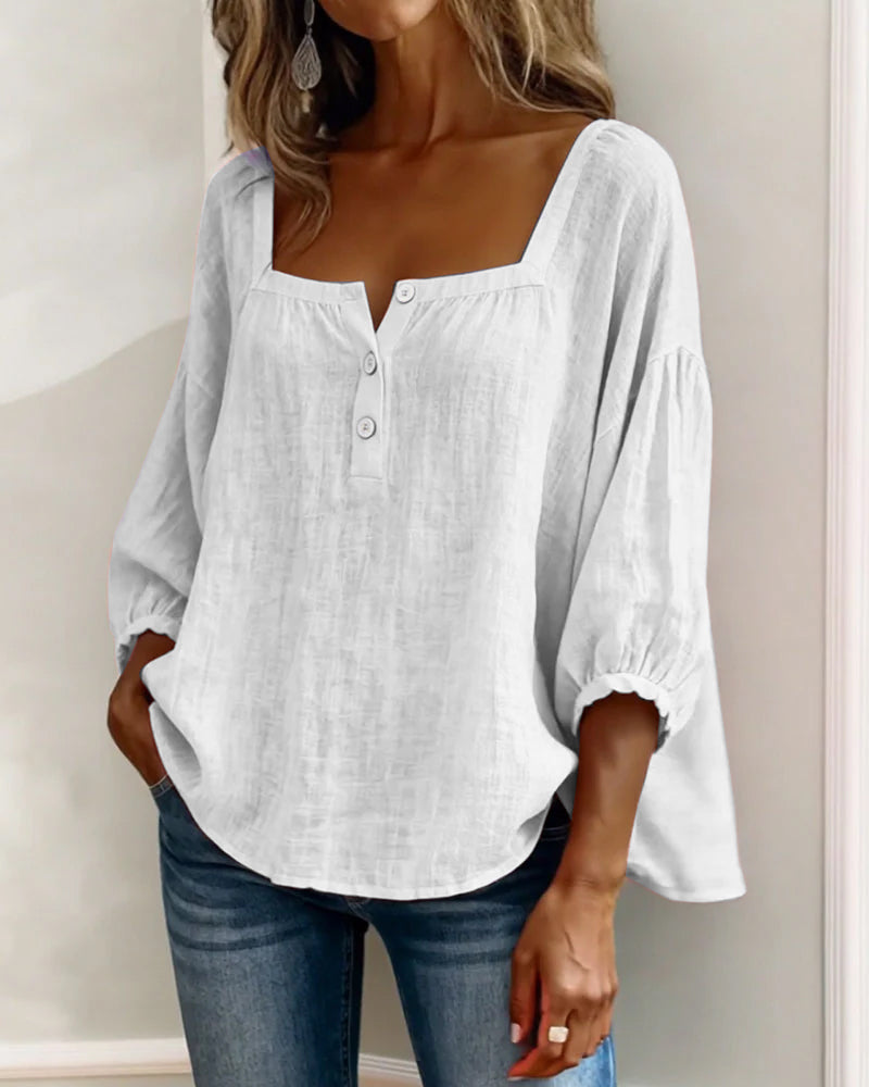 Rosie | Square Neck Button Blouse