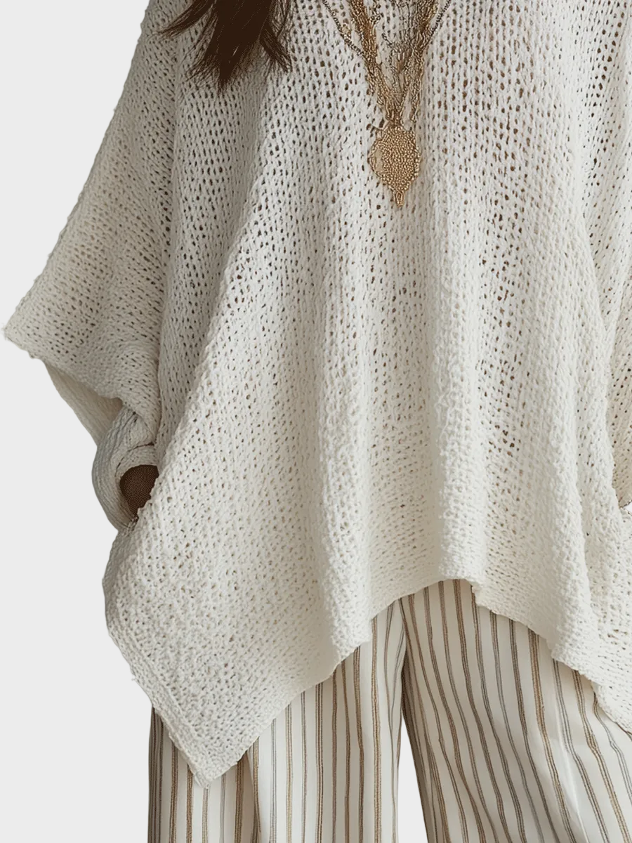 Natalie | Effortless Neutral Bohemian Pullover Knit Top