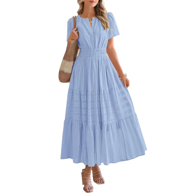 HELENA™ – Casual Summer V-Neck Maxi Dress