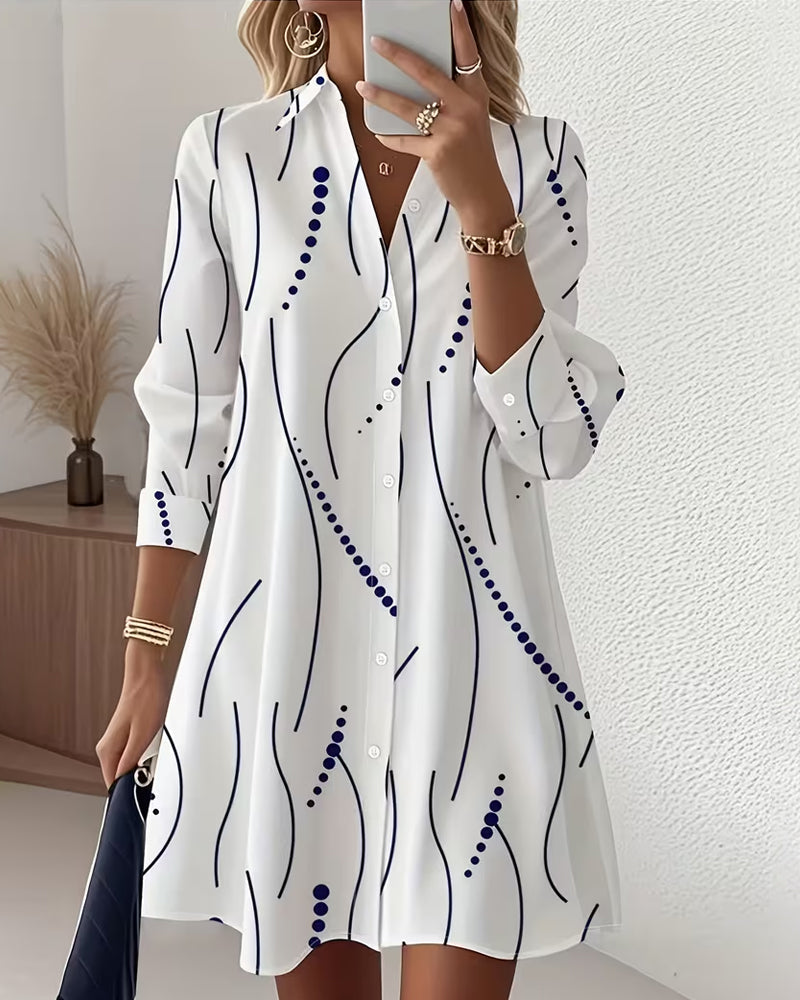 Claudia | Elegant Printed Shirt Dress